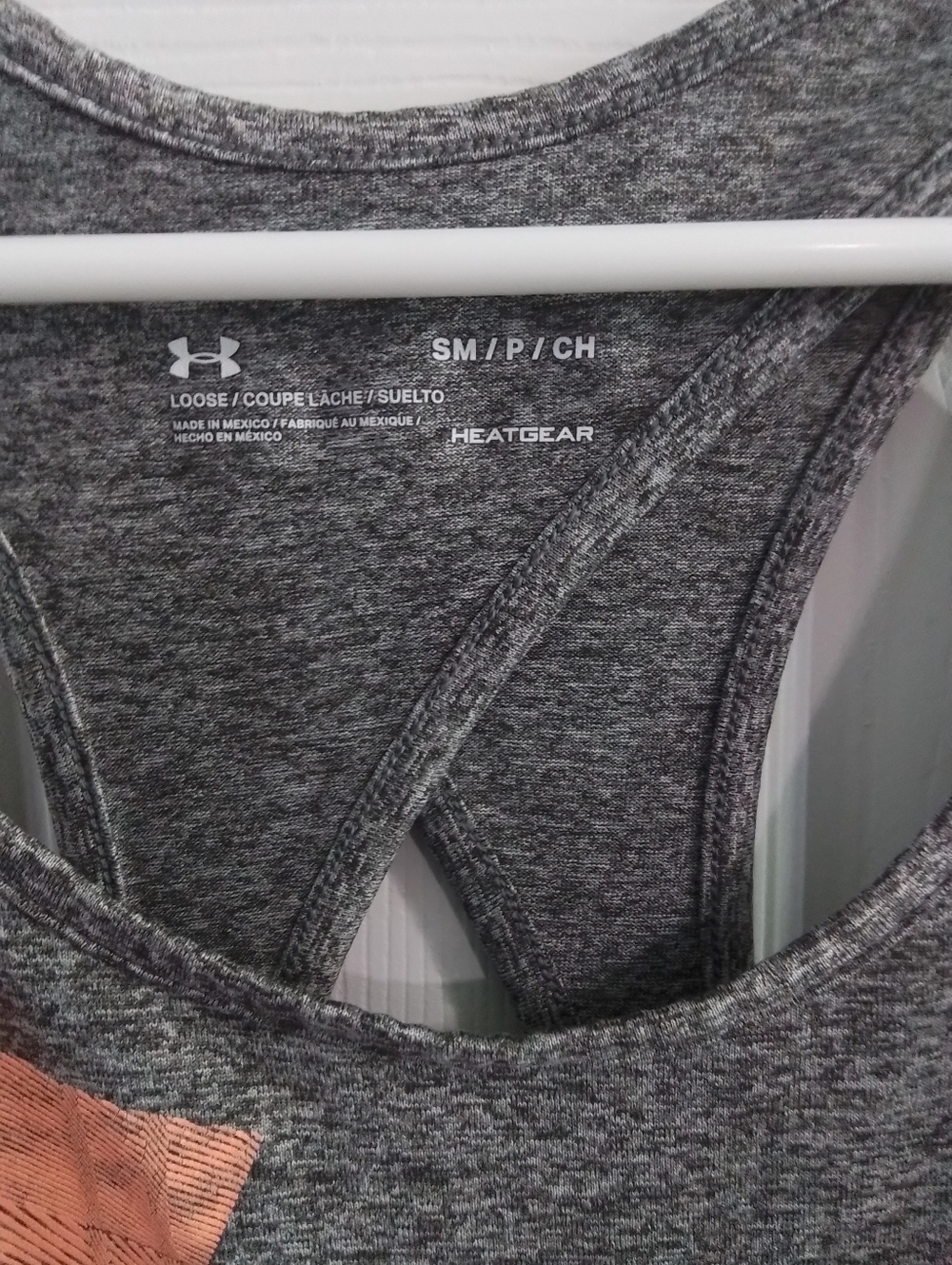 Under Armour Gray Racerback Tank with Coral Logo - Picture 2 of 3